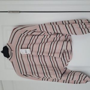 Striped cropped mid turtleneck shirt